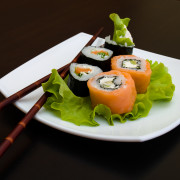 Photo of a rolled and sushi